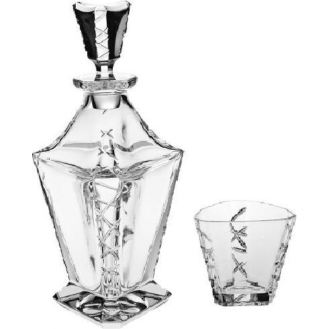 Crystal Bohemia Whiskey Set Glamour Ski - Kristal - 500 + 300ml - 1+6 stuks