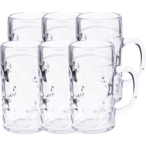 Depa Bierpul/bierglas - 6x - transparant - onbreekbaar kunststof - 500 ml - Oktoberfest bierpullen