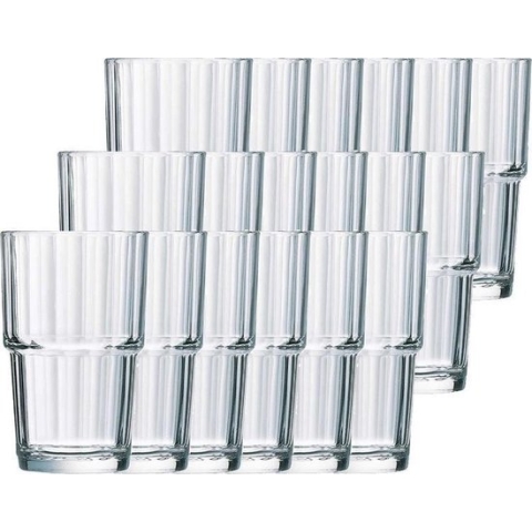 18x Drinkglazen/waterglazen Norvege transparant 270 ml - Koffie/thee glazen Norvege 270 ml
