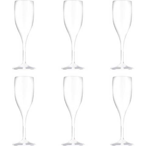 Set van 12x stuks champagneglazen/prosecco flutes wit 150 ml onbreekbaar kunststof - herbruikbaar - Champagneglazen