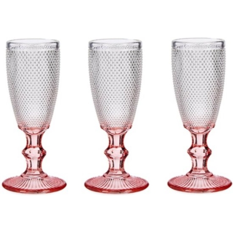 Vivalto - Luxe Champagneglazen Monaco serie set 6x op roze voet 180 ml