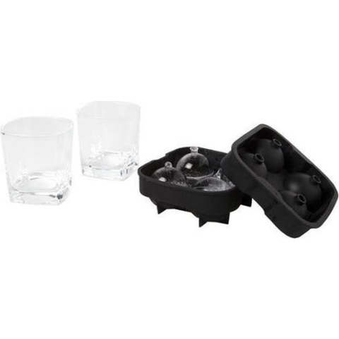 2x Whisky glazen met ijsbalvorm - Whiskyglazen/Drankglazen