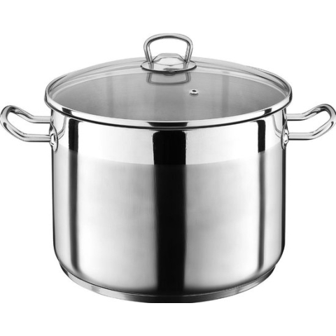 GSW Kookpan 20L Professionele Jumbo pan met glazen deksel - roestvrij staal, zilver