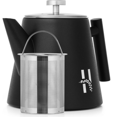Hanamura Theepot - Met filter - Dubbelwandig - Zwart - 1200mL