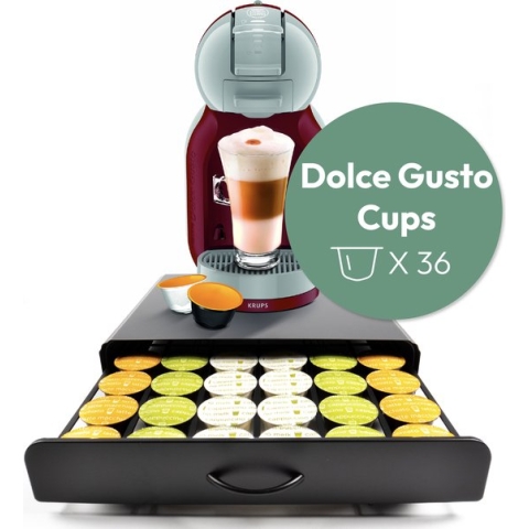 Gadgy Dolce Gusto Capsulehouders - Capsulehouder met lade - Koffie Cuphouder 36 capsules - Padhouder - RVS - Zwart