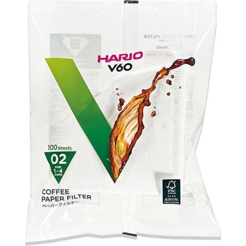Hario Koffiefilters V60 02 - Wit (100 stuks)