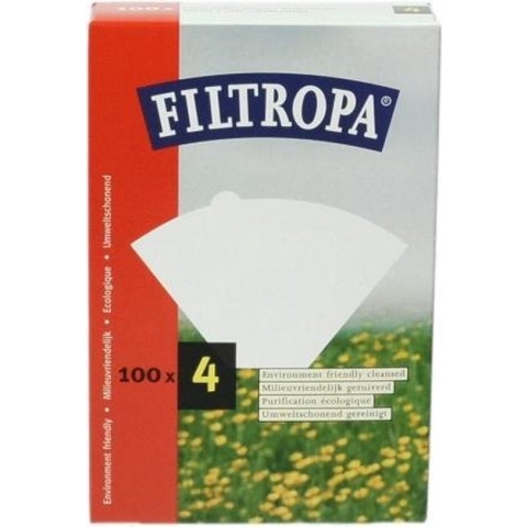 Filtropa koffiefilters, verpakking 100 stuks, maat Nr.4  - wit - biologisch