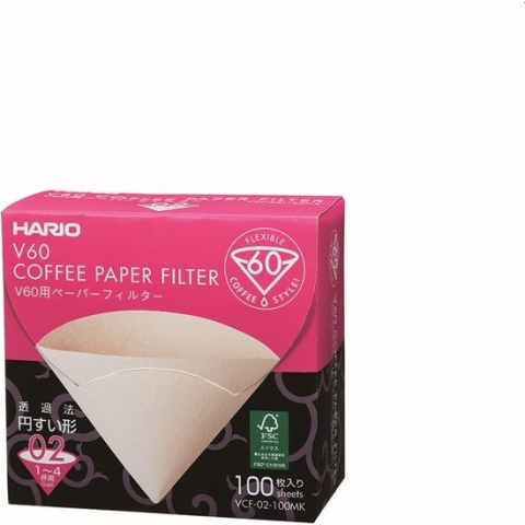 Hario Koffiefilters V60 02 - Ongebleekt "Misarashi " (100 stuks in doos) - made in Japan