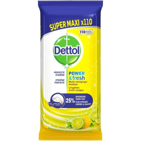 Dettol Schoonmaakdoekjes Power & Fresh - Citrus - Maxi 110 stuks