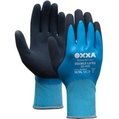 OXXA Double-Latex 50-400 handschoen S/7 Oxxa - Blauw/zwart - Latex/nylon - Gebreid manchet - EN 388:2016