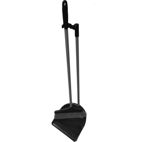 Abena Stoffer en Blik met Lange Steel - 94,5 cm - Plastic Stoffer en Blik op Steel - Inclusief Ophangsysteem - Ergonomisch - Zwart