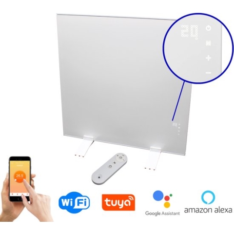 Quality Heating Infrarood paneel Superia - 60 x 100cm - 600W - Geintegreerde thermostaat - Wifi functie - Wandmontage & Vrijstaand - Ideaal voor bijverwarming - Verplaatsbaar
