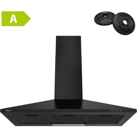 CIARRA CBCB9201-B Afzuigkap Wandschouw 90cm Zwart - inclusief set koolstoffilters - energieklasse A