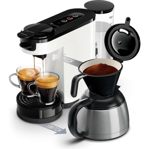 2 in 1 koffiezetapparaat SENSEO Switch Philips HD6592/05, 2 in 1 met filter en pod, geïsoleerd koffiezetapparaat, Crema plus