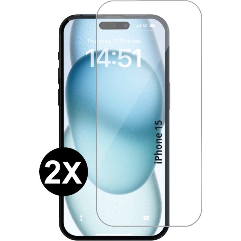 Geschikt voor iPhone 15 Plus Screenprotector Tempered Gehard beschermglas - 2 stuks screen protector