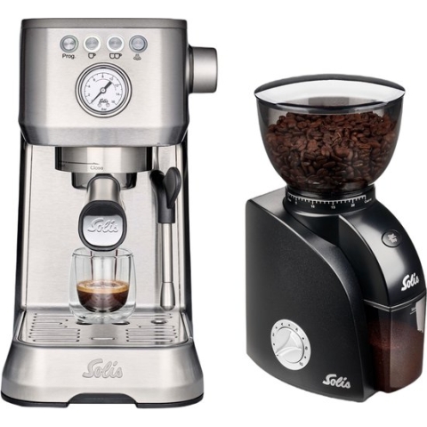 Solis Barista Perfetta Plus 1170 en Scala Zero Static 1662 - Pistonmachine en Koffiemolen - Espressomachine - Koffiemachine met Bonen - Zilver