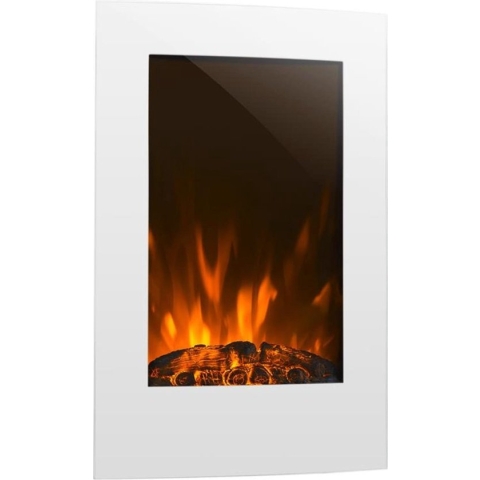 Klarstein Lausanne Elektrische Haard - 2 Warmtestanden: 1000 Of 2000 Watt - 7 Verschillende Achtergrondkleuren - Glas - Afstandsbediening - Dimmer - Decostenen - Wit