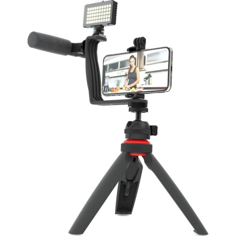 DigiPower Vlog kit "Superstar Essential" EU-DPS-VLG5 | Smartphone/Action Camera/Camera, Light 50 LED, Stereo Shotgun microfoon, Tripod, Bluetooth remote control