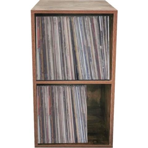 Vinyl lp platen opbergkast - opbergen lp vinyl platen - boekenkast - 2 vakken - walnoot