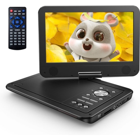 YOTON YD105 Draagbare DVD-Speler Auto - 10,5" Draaibaar HD-Scherm - Accu - 4-6 Uur Speeltijd - Voor SD-kaart/USB/Sync TV - Zwart