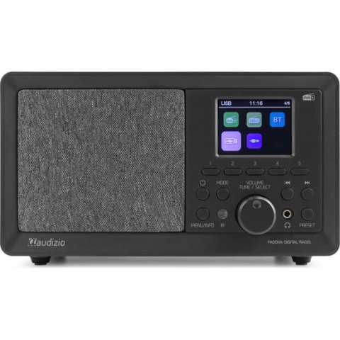 DAB radio met Bluetooth - Audizio Padova retro radio - Met mp3-speler en afstandsbediening - 40W