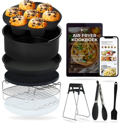 Happy Goods - Airfryer geschikt - Heteluchtfriteuse Accessoires XL - Accesoires voor Keuken - Bakvorm - Bakplaat - Airfryer geschikt kookboek - ⌀ 20 CM
