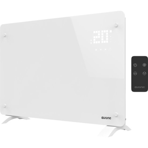 Auronic Elektrische Kachel – Convectorkachel met Thermostaat en Afstandsbediening - Paneelverwarming -tot 22 m3 - 2000 W – Wit