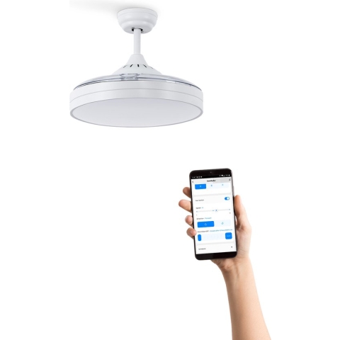 CREATE - WIND CLEAR - Stille 40W Plafondventilator Ø107 cm - Wit - Met licht - Met WIFI