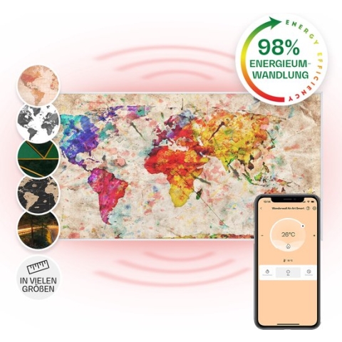 Klarstein Wonderwall Air Art Smart elektrische kachel - infraroodverwarming voor 14m²- infrarood paneel 120 x 60 cm - 700 W