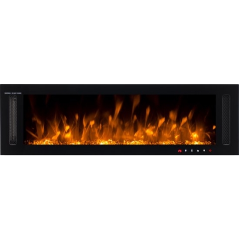 Design4AlleZ Elektrische sfeerhaard inbouw/opbouw 150x30x13,5 cm - Zwart Glas - Verwarming