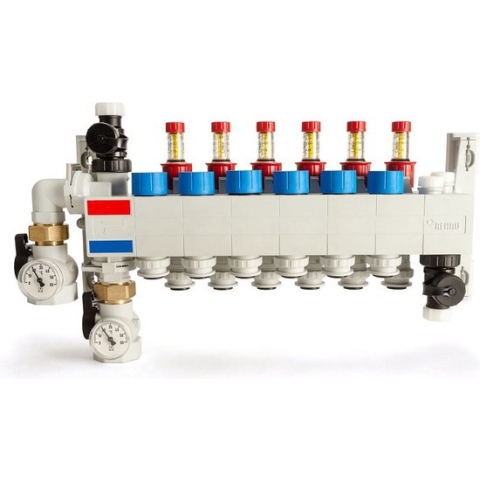 Rehau Speed HKV-D P 16 kunststof vloerverwarming verdeler 9 groeps zonder pomp.