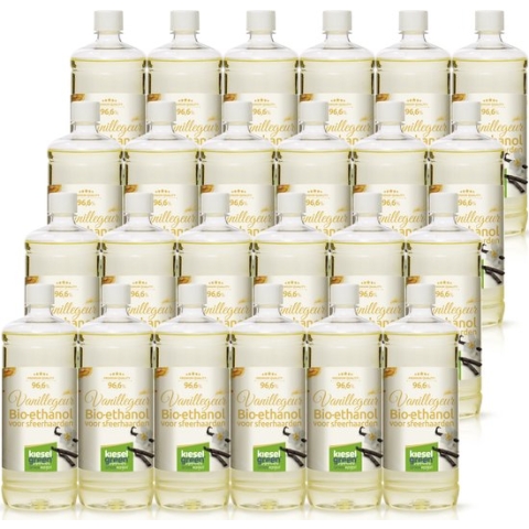 KieselGreen 24 Liter Bio-ethanol Vanillegeur 96,6% Premium bioethanol sfeerhaardvulling 24 flessen bio ethanol met vanillegeur