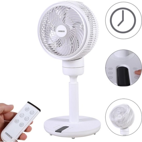 AREBOS Ventilator 3D - Vloerventilator - Statiefventilator - 55W - 75.10 cm - Met Afstandsbediening - Multifunctioneel