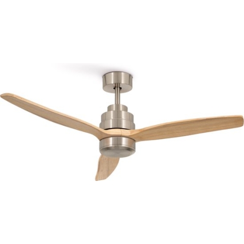 CREATE WINDSTYLANCE DC NIKKEL - Plafondventilator Met Afstandsbediening - Met WIFI - 6 Snelheden - Timer - 132 cm - Zomer/Winter Functie - Nikkel & Naturel hout