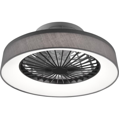 LED Plafondlamp met Ventilator - Plafondventilator - Torna Farali - 30W - Aanpasbare Kleur - Afstandsbediening - Dimbaar - Rond - Mat Grijs - Kunststof