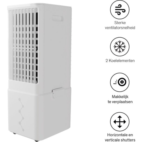 Sinji Air Cooler - Water & Luchtgekoeld - Incl. Koelelementen - 11L Waterreservoir - 3 Ventilatie standen - Ventilator Toren - Mobiele Aircooler - Wit