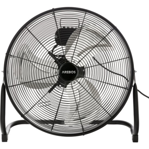 AREBOS Vloerventilator 50cm - Ventilator 120W - 3 Instelbare Snelheidsniveaus - Zwart