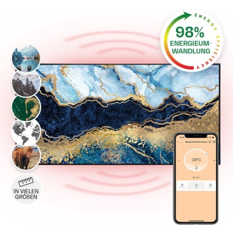 Klarstein Wonderwall Air Art Smart elektrische kachel - infraroodverwarming voor 14m²- infrarood paneel 120 x 60 cm - 700 W