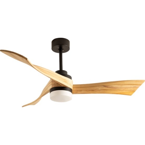CREATE WINDLIGHT CURVE DC - Plafondventilator 40W Silent Ø132 cm - Zwart & Naturel hout - Met licht