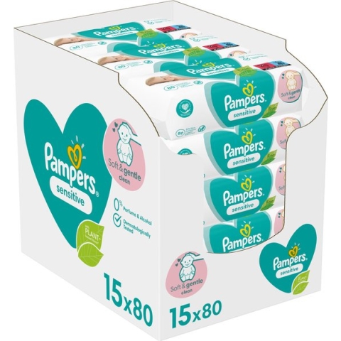 Pampers Sensitive Billendoekjes - 15 Pakken - 1200 babydoekjes