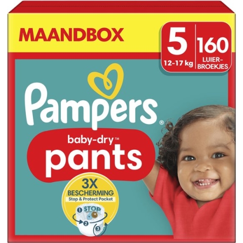 Pampers Baby-Dry Pants - Maat 5 (12-17kg) - 160 Luierbroekjes - Maandbox