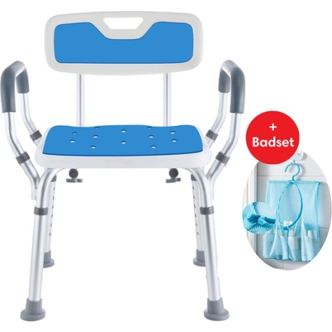 Safe Age® Douchestoel met afneembare rugleuning en armleuning – anti slip - verstelbare hoogte - douchekruk