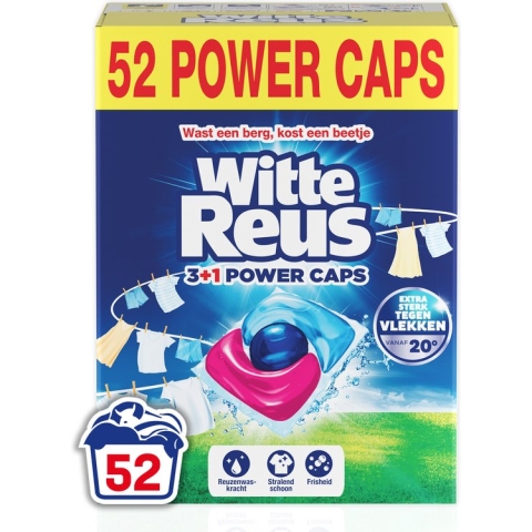 Witte Reus Power Caps - Wascapsules - Witte Was - Voordeelverpakking - 2 x 26 Wasbeurten