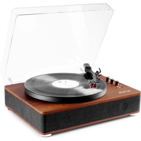 Platenspeler Bluetooth (in/uit) - Fenton RP162D - retro platenspeler met speakers (stereo) en mp3 speler - Donkerbruin