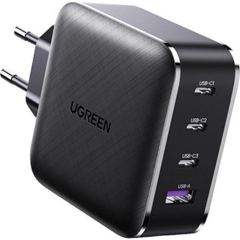 UGREEN Highspeed 65W compact smartphone & laptop lader geschikt voor iPhone, Macbook pro, Android en Surface book - Quick charge met 3 USB C poorten en USB 3.0 poort  - USB-C - USB-A