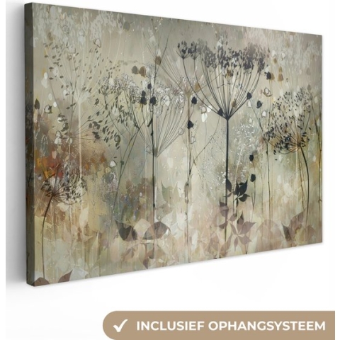 Canvas schilderij - Abstracte bloemen 120x80 - Kamer decoratie accessoires - Schilderijen woonkamer kunst - Wanddecoratie slaapkamer - Muurdecoratie keuken - Wanddoek interieur binnen - Woondecoratie huis - Wall art woonaccessoires