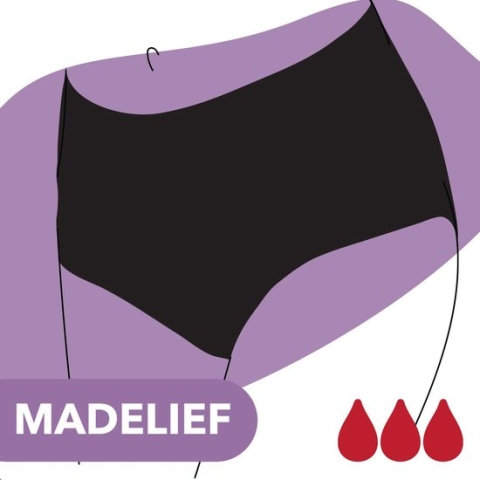 Bamboozy Menstruatie Ondergoed 4-laags Hoge Taille High Waist Corrigerend Maat M 38-40 Zwart Period Underwear Duurzaam Menstrueren Incontinentie Zero Waste Madelief