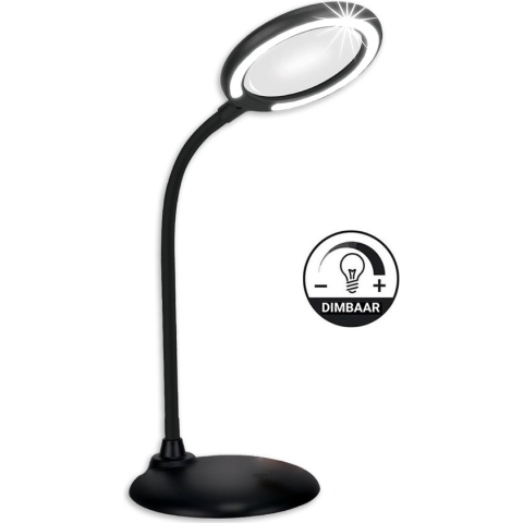 Loeplamp met LED Verlichting - Tafel Loeplamp - Zwart - Diamond Painting Accesoire - Borduren - Bureaulamp - Vergrootglas: 3X - 28LED - 46CM