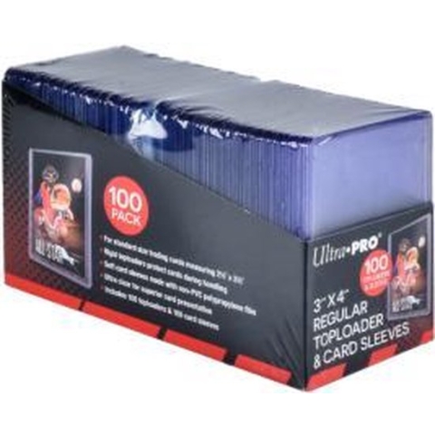 Ultra Pro - Toploader - Toploaders - 3" x 4" Clear Regular & Card Sleeves (100) - TCG - Trading Card Game - UP