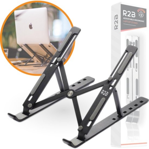 R2B® Laptop standaard Verstelbaar en Opvouwbaar - Model Breda - Zwart - 10 t/m 17 inch - Laptopstandaard - Laptopverhoger - Tablet Standaard